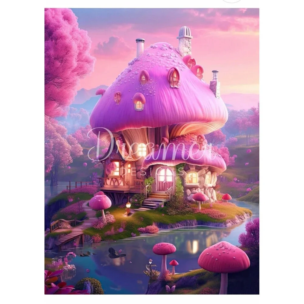 Dreamer Designs Diamond Art Painting Kit Riverside Mushroom Cottage By Sasha